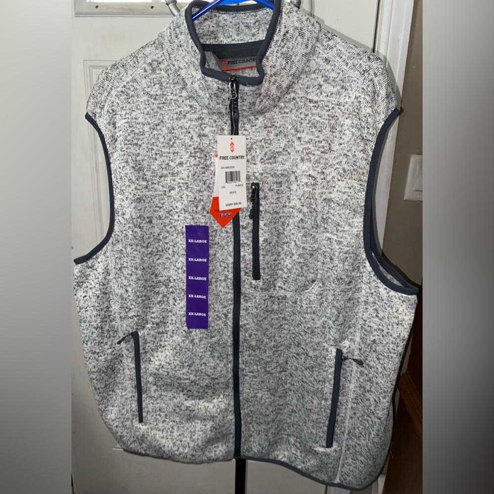 FREE COUNTRY Men’s Sweater Fleece Vest, Size XXL, NWT, Gray Color